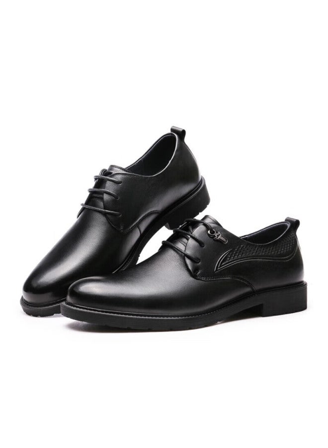 Strongman Qiangren Men's Formal Leather Shoes Top Layer Cowhide Business Shoes Lace-up Breathable Simple Men's Single Shoes Q3dxa073049 Black Size 40 - Image 3