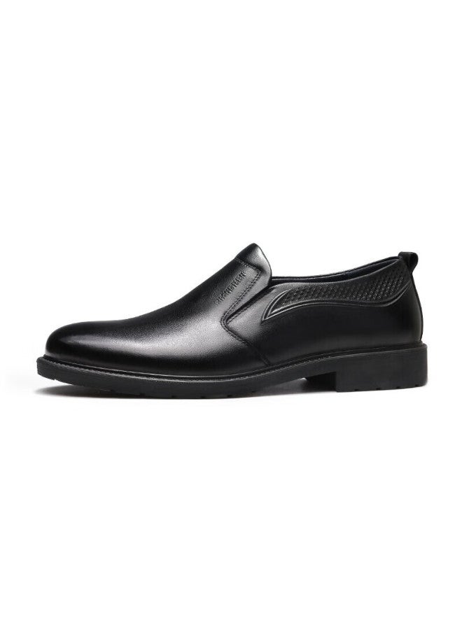 Strongman Qiangren Men's Formal Leather Shoes Top Layer Cowhide Business Shoes Lace-up Breathable Simple Men's Single Shoes Q3dxa073049 Black Size 40 - Image 1