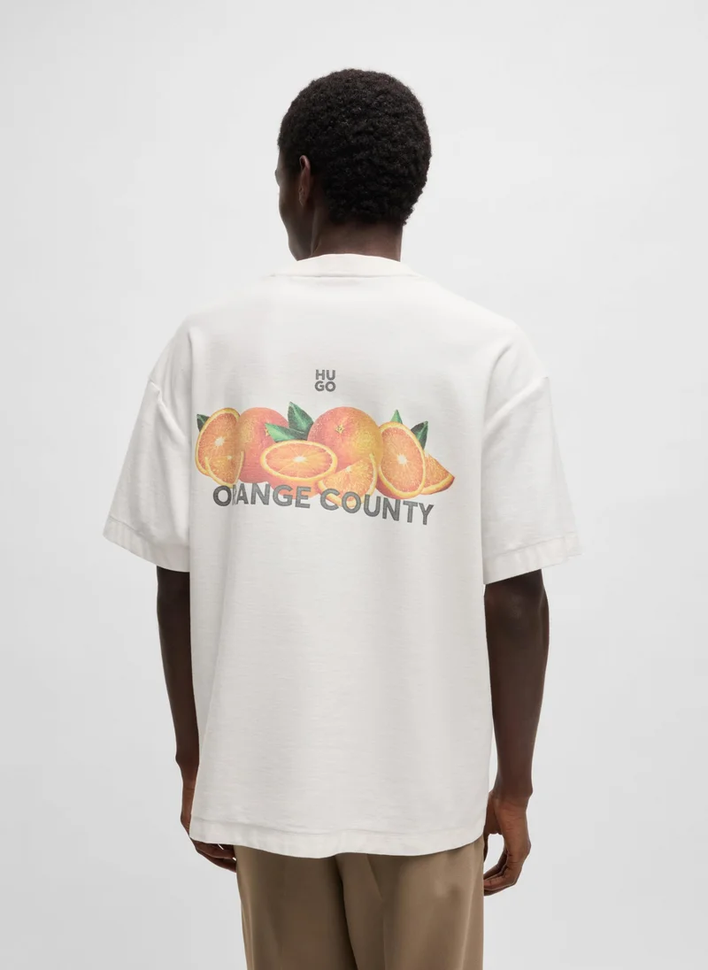 HUGO Cotton-jersey T-shirt with orange prints