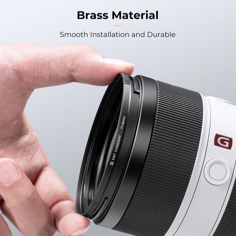K&F Concept 77mm to 82mm Step-Up Lens Filter Adapter Ring CNC Machined Brass Filter Adapter Rings, for 77mm Lens Install 82mm Filter - Image 5