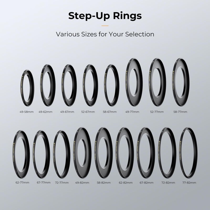K&F Concept 77mm to 82mm Step-Up Lens Filter Adapter Ring CNC Machined Brass Filter Adapter Rings, for 77mm Lens Install 82mm Filter - Image 4