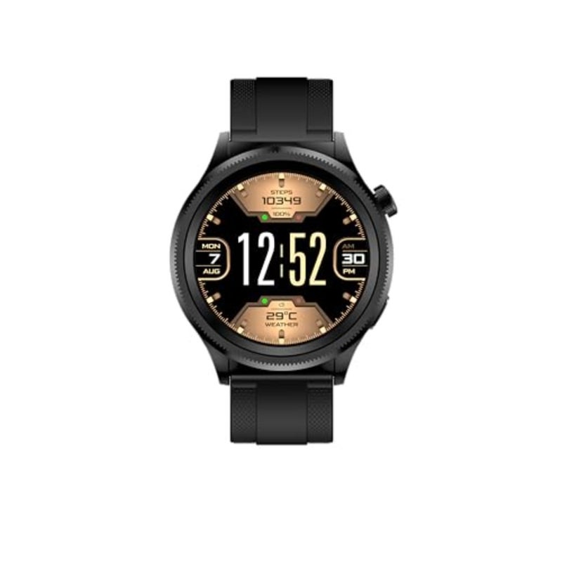 ساعة H Watch Crown الذكية، شاشة AMOLED AOD مقاس 1.43 بوصة، اتصال بلوتوث، إطار دوار، IP68، بطارية 6 أيام، إطار من الفولاذ المقاوم للصدأ، مساعد صوتي، تطبيق H Play، أكثر من 200 وجه ساعة أسود - Image 1