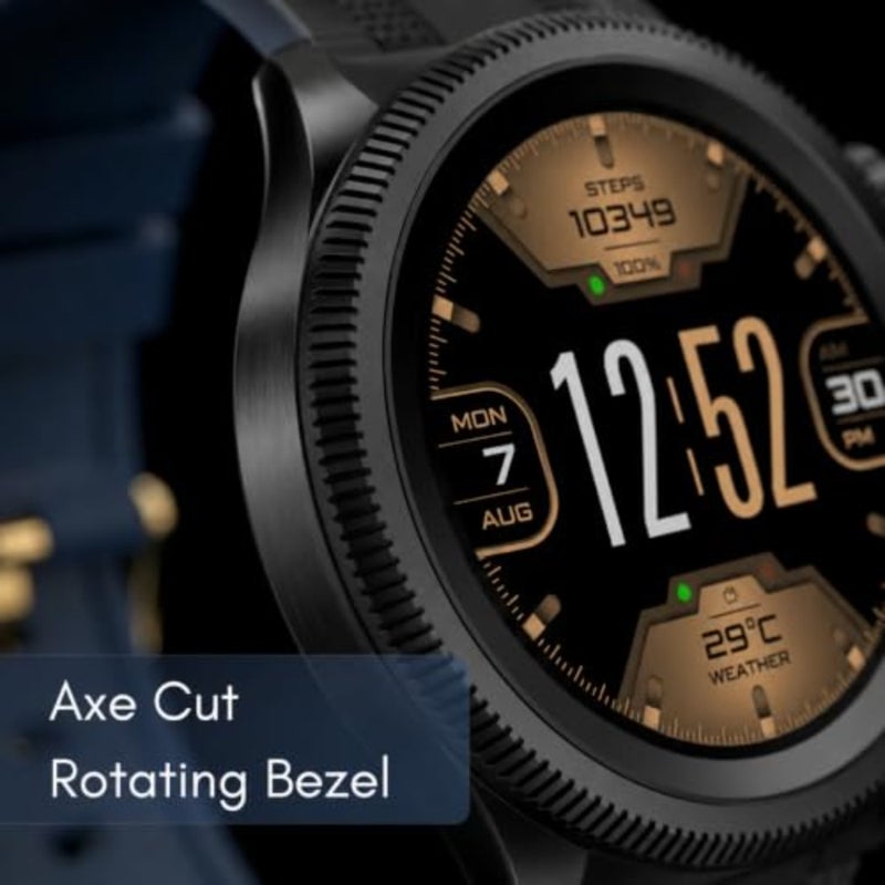 ساعة H Watch Crown الذكية، شاشة AMOLED AOD مقاس 1.43 بوصة، اتصال بلوتوث، إطار دوار، IP68، بطارية 6 أيام، إطار من الفولاذ المقاوم للصدأ، مساعد صوتي، تطبيق H Play، أكثر من 200 وجه ساعة أسود - Image 2