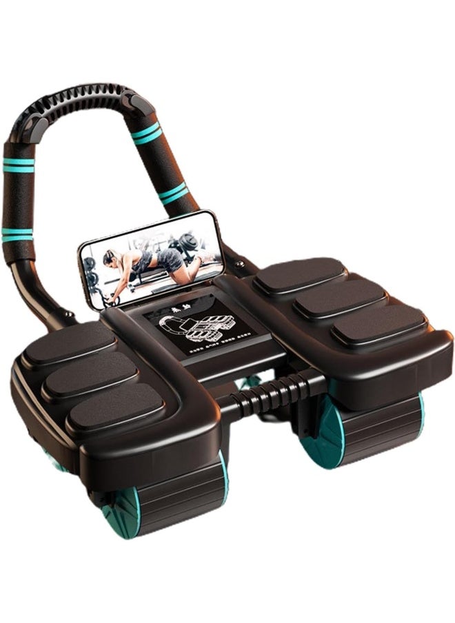 SKY-TOUCH 4-Wheel Automatic Rebound Ab Roller - Ultimate Core Strength Trainer with Elbow Supports, Knee Mat, and Timer for Effective Abs Workouts,36 * 23 * 25cm,Black  - Image 1