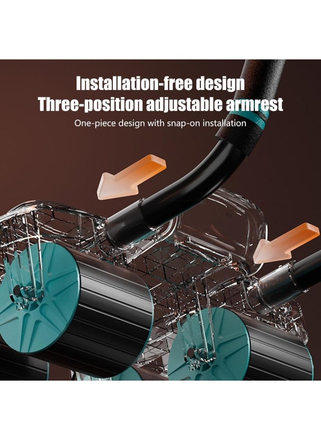 SKY-TOUCH 4-Wheel Automatic Rebound Ab Roller - Ultimate Core Strength Trainer with Elbow Supports, Knee Mat, and Timer for Effective Abs Workouts,36 * 23 * 25cm,Black  - Image 4