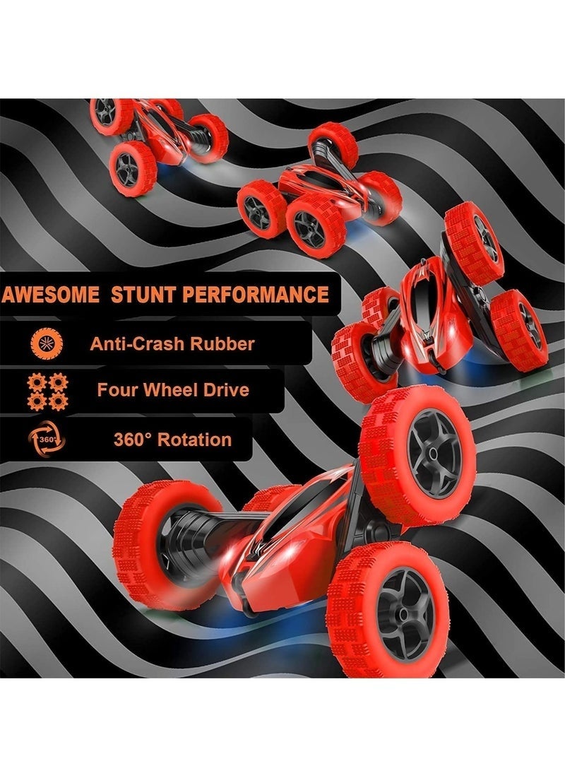 Arabest سيارة RC للعب، سيارة حيلة 4WD 2.4Ghz مزدوجة الجوانب تدور 360° مع أضواء أمامية، سيارات لعب للأطفال الأولاد/البنات (أحمر) - Image 5