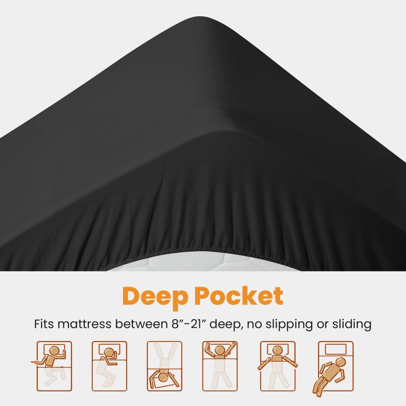 MATBEBY King Size Mattress Pad - Cooling Breathable Mattress Topper, Quilted Fitted Mattress Protector, Pillow Top Mattress Cover with 8-21" Deep Pocket, Soft, Machine Washable, Black, 78x80 Inches - Image 4
