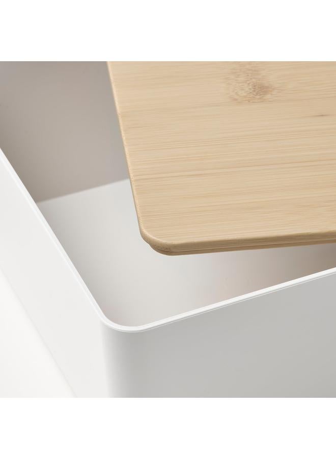 Zaboon Box With Lid, White/Bamboo, 13X18X8 Cm - Image 2