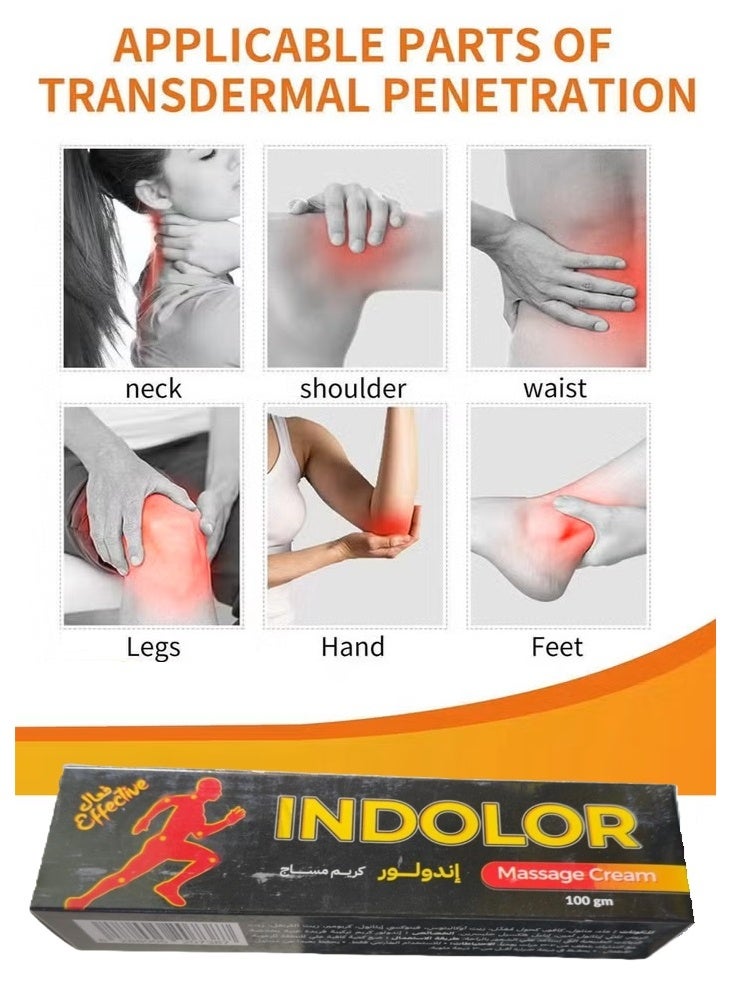 INDOLOR Massage Cream with a Unique Formula Rich in Natural Plant Extracts, Warming Muscle Pain Relief for Back Pain,Rheumatic Pain, Muscle Soreness, Long-term Muscle Pain and Relax Sore Muscles 100g - Image 4