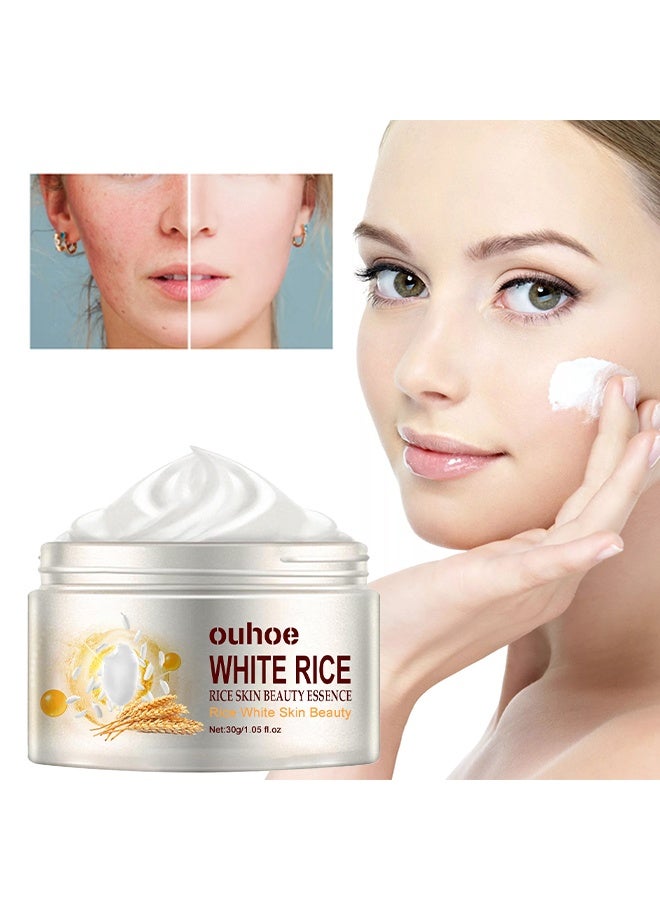 OUHOE White Rice Skin Beauty Essence ，White Rice Rejuvenating Moisturizing Face Serum. Instant Remove Wrinkles Collagen Face Cream, Smooth Face Essence For Nourishing, Tightening Pores Fine Lines 30g - Image 1