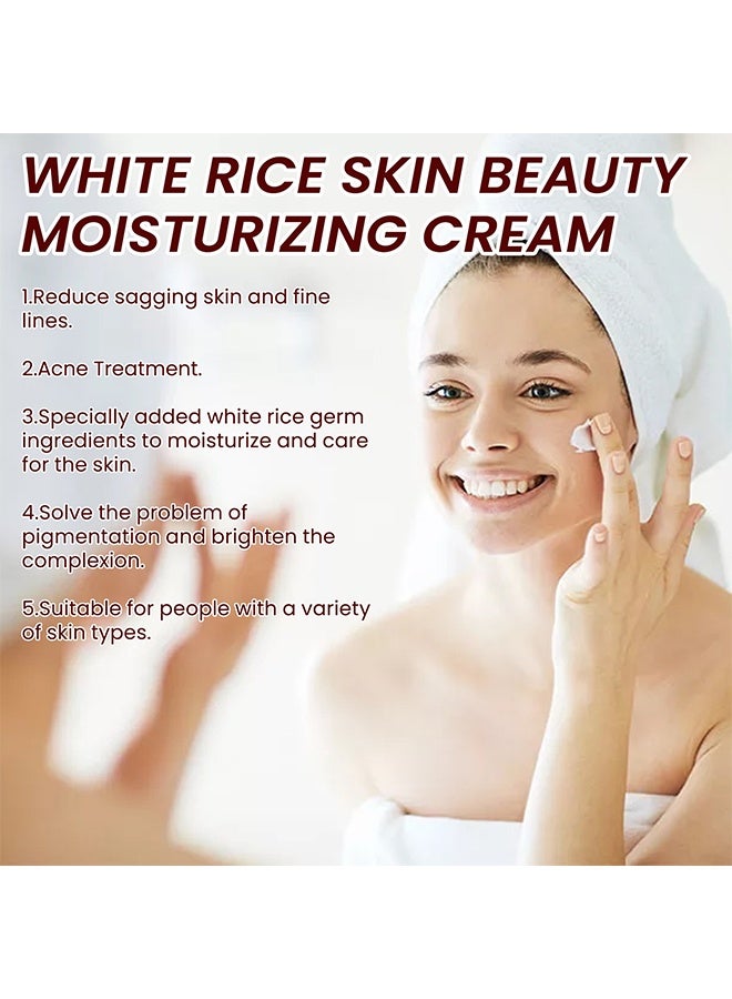 OUHOE White Rice Skin Beauty Essence ，White Rice Rejuvenating Moisturizing Face Serum. Instant Remove Wrinkles Collagen Face Cream, Smooth Face Essence For Nourishing, Tightening Pores Fine Lines 30g - Image 3