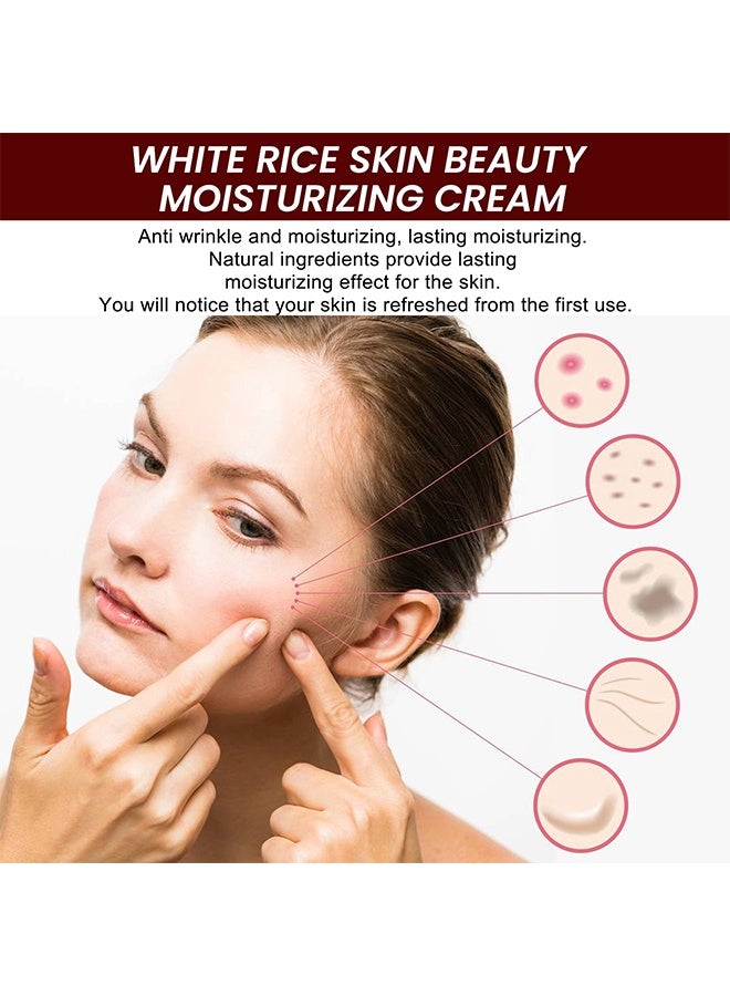 OUHOE White Rice Skin Beauty Essence ，White Rice Rejuvenating Moisturizing Face Serum. Instant Remove Wrinkles Collagen Face Cream, Smooth Face Essence For Nourishing, Tightening Pores Fine Lines 30g - Image 4