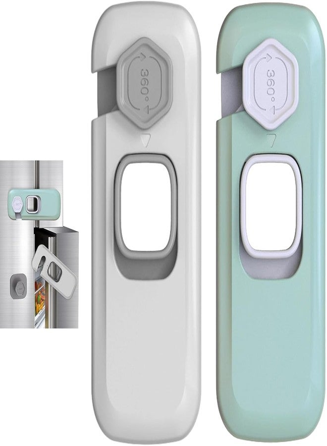 BLIXAR 2 Pack Fridge Lock, Fridge Locks for Children Safe, Cupboard Locks Self Adhesive Easy to Install, Suitable for Fridges, Cabinets, Drawers, and Ovens (Green and Grey) - Image 1
