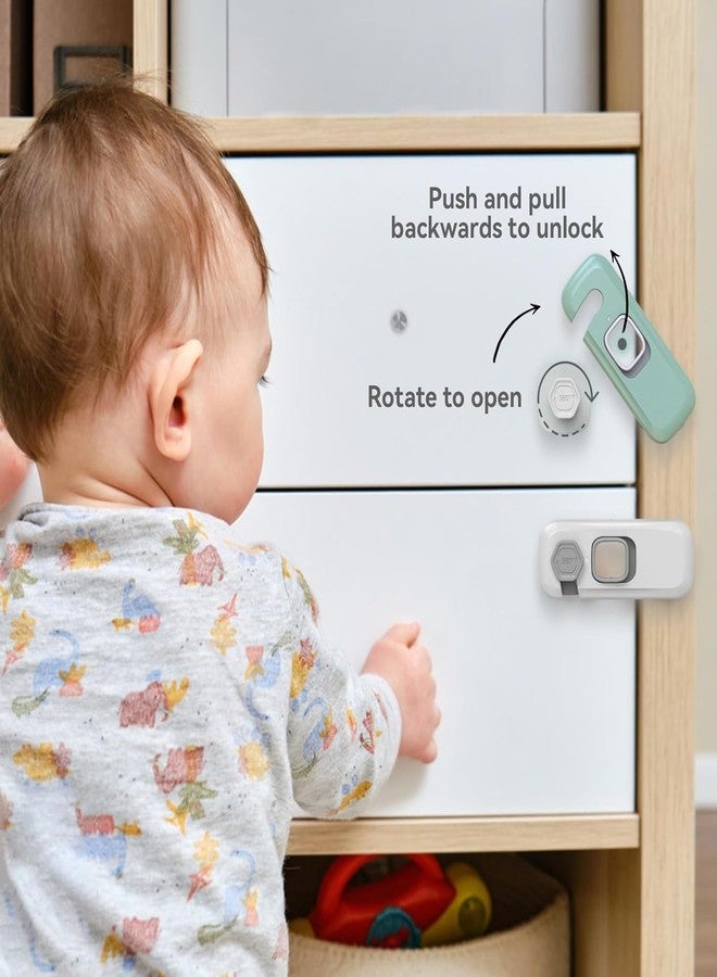 BLIXAR 2 Pack Fridge Lock, Fridge Locks for Children Safe, Cupboard Locks Self Adhesive Easy to Install, Suitable for Fridges, Cabinets, Drawers, and Ovens (Green and Grey) - Image 4