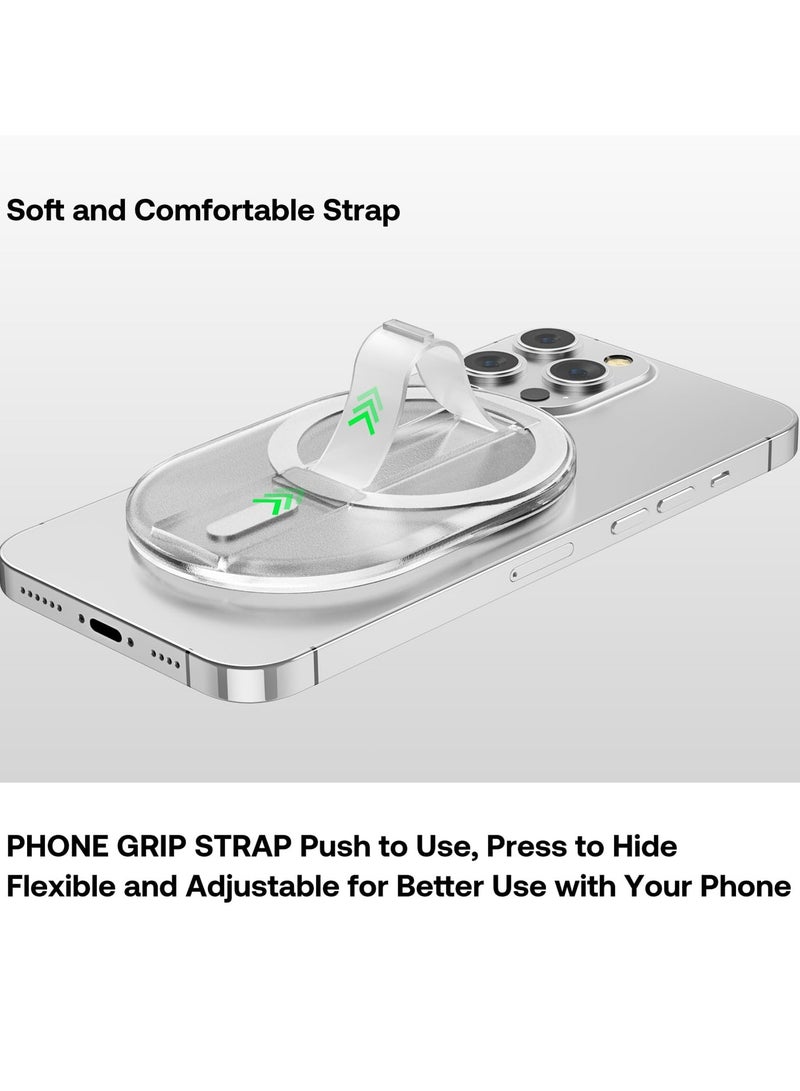 قبضة هاتف مغناطيسية، متوافقة مع قبضة هاتف MagSafe مع حزام إصبع، حلقة هاتف مغناطيسية، متوافقة مع ملحقات MagSafe فقط لهواتف iPhone 15/14/13/12 - أبيض - Image 4