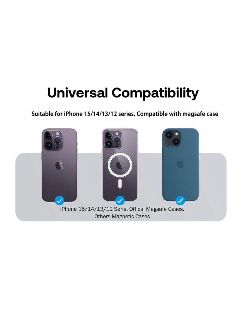 قبضة هاتف مغناطيسية، متوافقة مع قبضة هاتف MagSafe مع حزام إصبع، حلقة هاتف مغناطيسية، متوافقة مع ملحقات MagSafe فقط لهواتف iPhone 15/14/13/12 - أبيض - Image 5