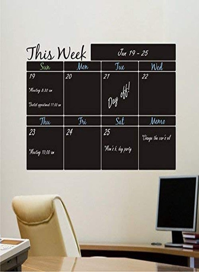 PremiumWallArts Kids Black Board for Teaching with Multicolour Chalks I Blackboard Sticker for Walls Big Size I ERASABLE I REMOVABLE I SELF-ADHESIVE I WATERPROOF I PVC Material (45 x 200 cm) - Image 1