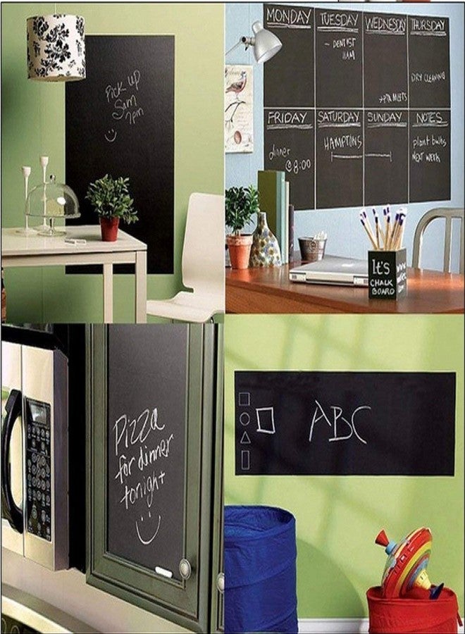 PremiumWallArts Kids Black Board for Teaching with Multicolour Chalks I Blackboard Sticker for Walls Big Size I ERASABLE I REMOVABLE I SELF-ADHESIVE I WATERPROOF I PVC Material (45 x 200 cm) - Image 4