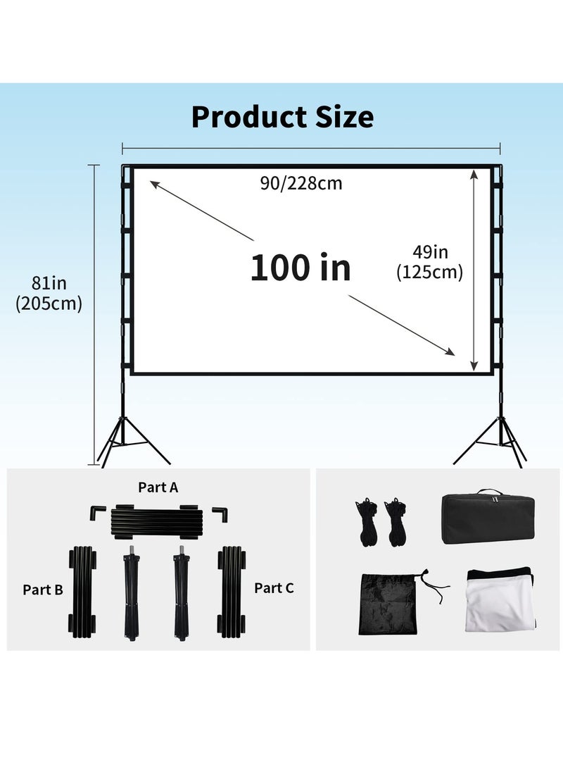 VEIDADZ Portable 100 inch 16:9 Foldable Projection Screen Soft Curtain With Tripod Stand and Carrying Bag for Indoor Outdoor Home Theater Backyard Cinema Travel  - Image 3