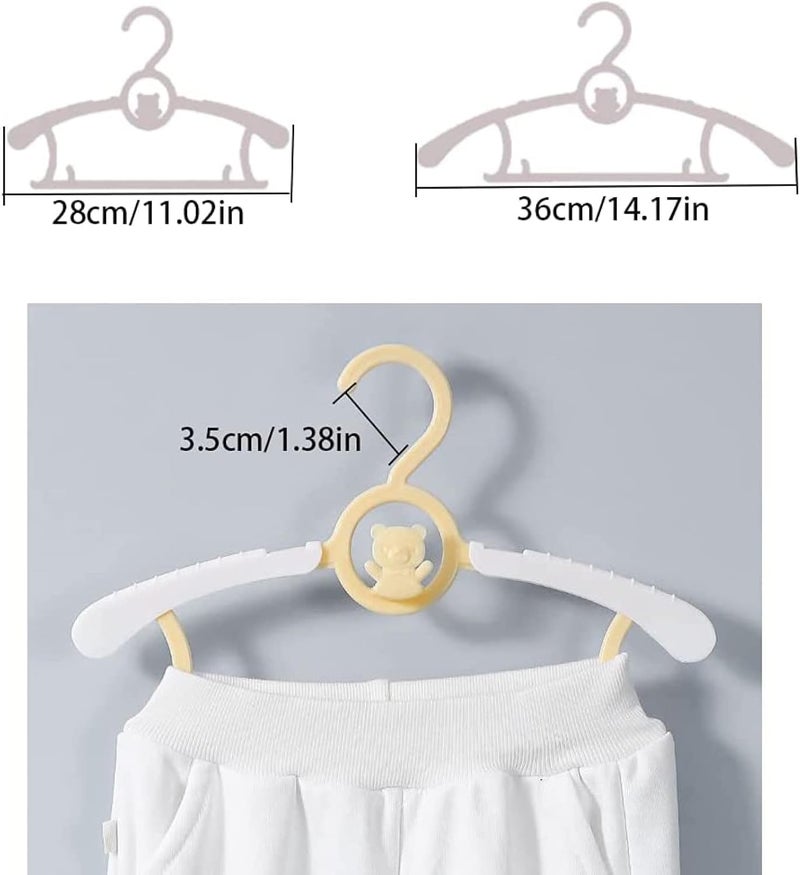 Voroly Plastic Baby Closet Hangers Ultra-Thin Non-Slip & Extendable Laundry Infant Pant Hanger for Newborn Clothes for Gift Adjustable Children Coat Hanger for Girl Boy Toddler Kids Child (12,Yellow) - Image 2