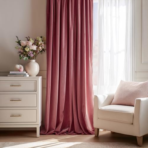 Drapenova Dusty Pink Velvet 84 Inches Curtains 2 Panels Modern Luxury Decorative Pinch Pleated Drapes for Girls Room Nursery BedroomDusty Rose Thermal Blackout Curtains 2 Panels W40 x L84Home Decor - Image 3