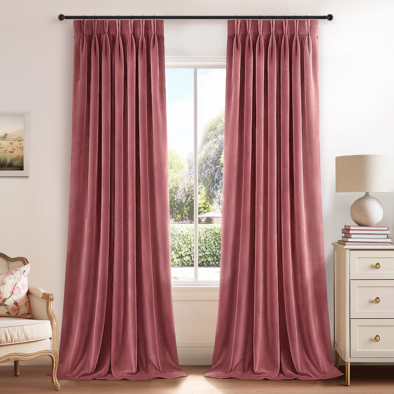 Drapenova Dusty Pink Velvet 84 Inches Curtains 2 Panels Modern Luxury Decorative Pinch Pleated Drapes for Girls Room Nursery BedroomDusty Rose Thermal Blackout Curtains 2 Panels W40 x L84Home Decor - Image 2