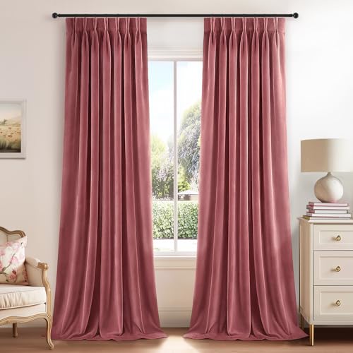 Drapenova Dusty Pink Velvet 84 Inches Curtains 2 Panels Modern Luxury Decorative Pinch Pleated Drapes for Girls Room Nursery BedroomDusty Rose Thermal Blackout Curtains 2 Panels W40 x L84Home Decor - Image 1