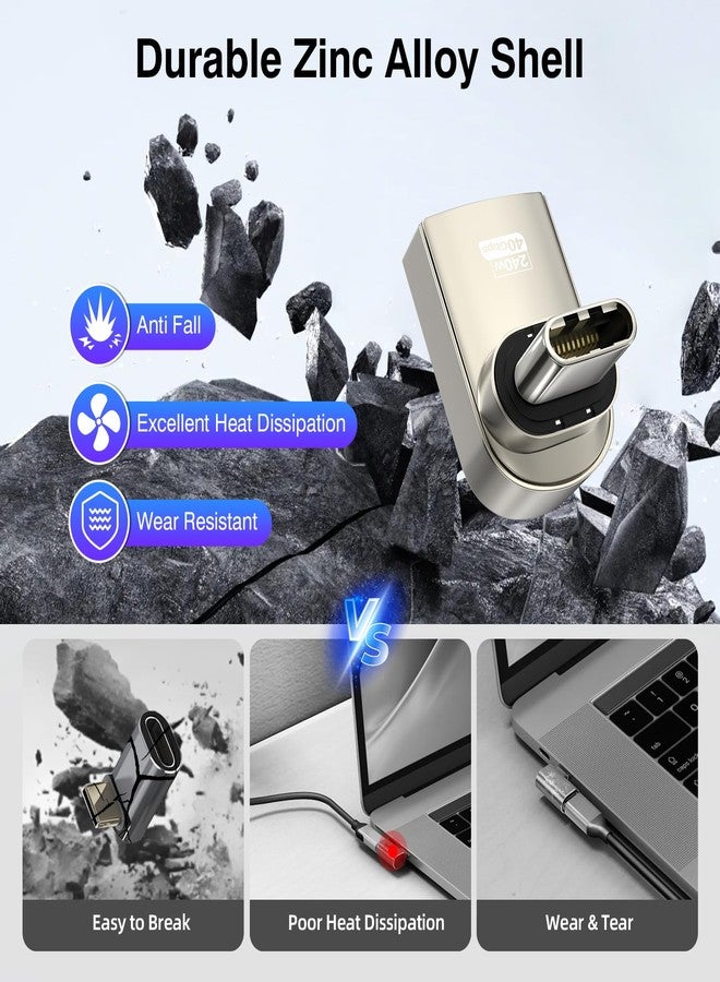 TRELC 240W USB C Magnetic Adapter 2 Pack, with 4 Connectors, Right Angle USB-C Male to Female Adapter, USB4 40Gbps 8K 60Hz, Type C Adapter Extender for MacBook Pro/Air, Steam Deck, Tablet, Laptop - Image 5