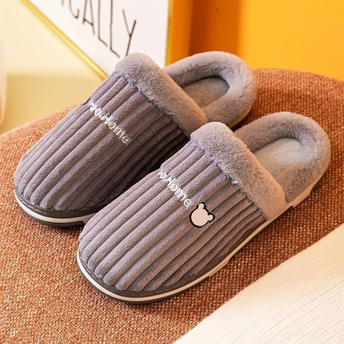 Krystle comfortable slippers, classic memory foam plush house slippers, warm slippers, winter slippers, slippers made of cotton (9 Years)(Peach) - Image 5