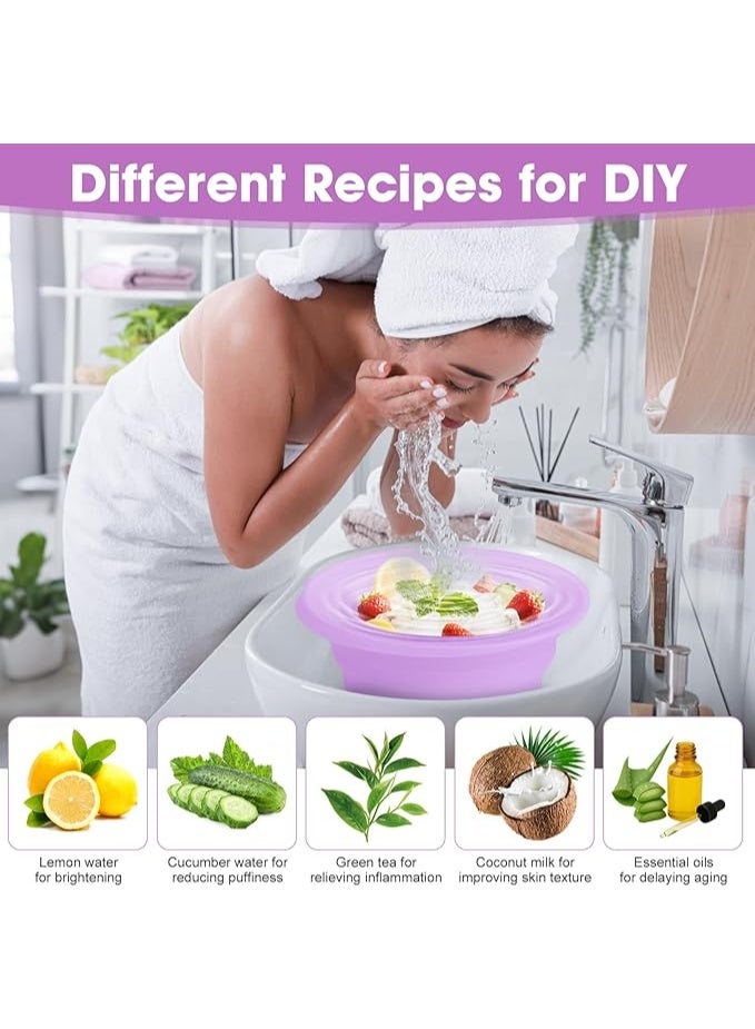 Face Bowl for Ice With Built-in Ice Tray Collapsible Silicone Facial Face Ice Bath Bowl Small Reusable Cold Plunge Basin is Portable,Perfect for Home Use,Camping,Travel Cold Bath Spa Tool & Purple - Image 5