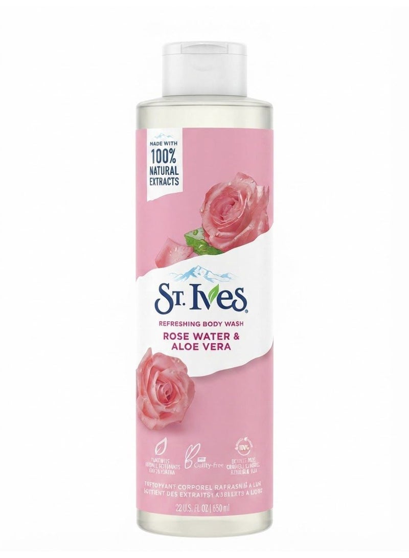 St. lves Refreshing Body Wash Rose Water & Aloe Vera 650 ml - Image 1