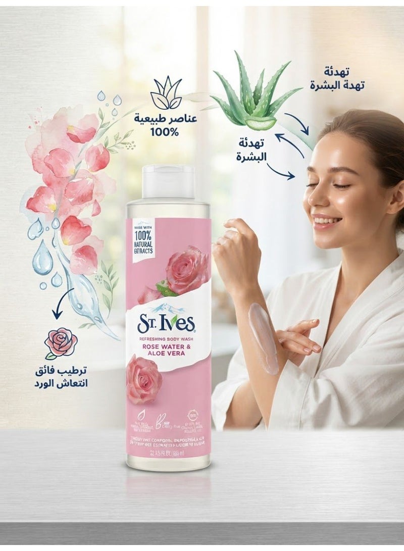 St. lves Refreshing Body Wash Rose Water & Aloe Vera 650 ml - Image 2