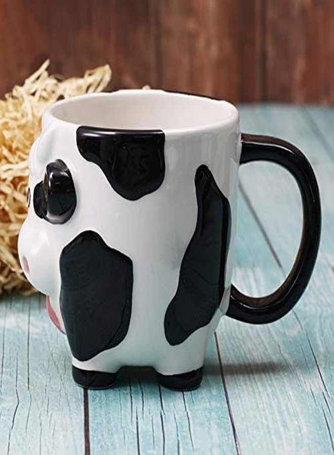 Mozacona 3D Ceramic Relief Cow Coffee Mug,Hand Painted Milk Cup with Handle - Image 3