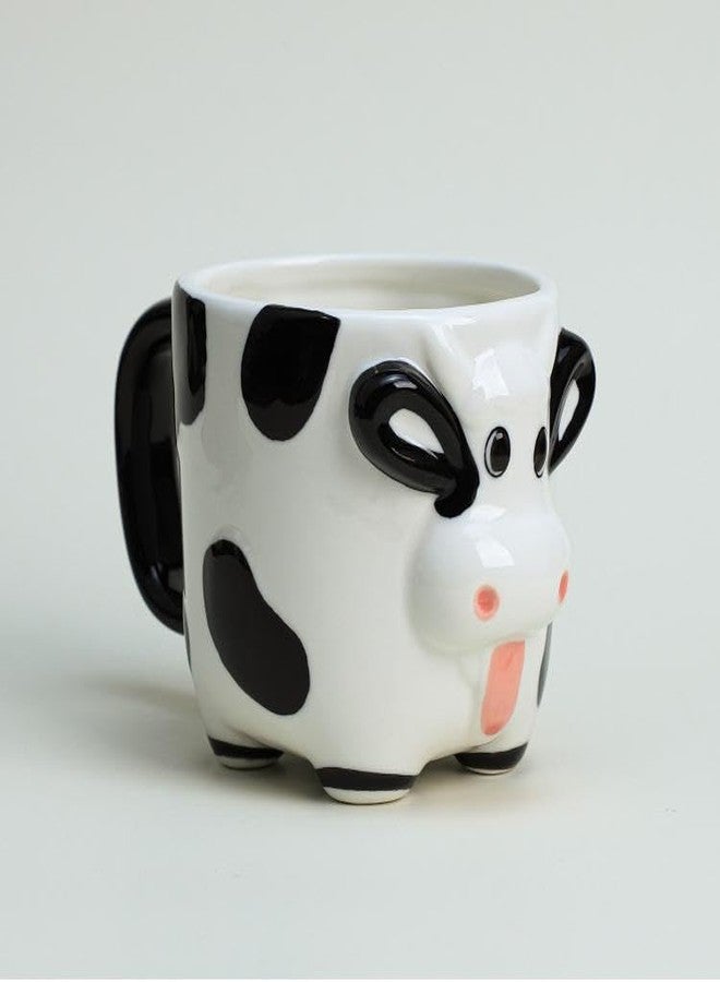 Mozacona 3D Ceramic Relief Cow Coffee Mug,Hand Painted Milk Cup with Handle - Image 4