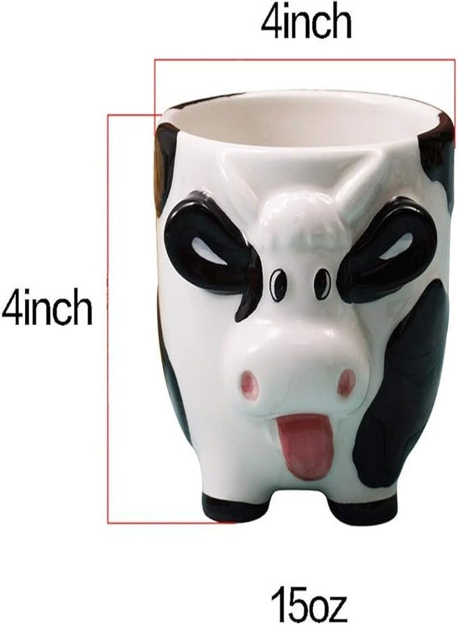 Mozacona 3D Ceramic Relief Cow Coffee Mug,Hand Painted Milk Cup with Handle - Image 2
