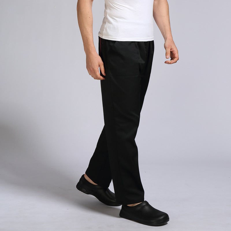 Spot wholesale hotel kitchen chef work pants solid color loose restaurant fast food work uniform mens pants White  - Image 4
