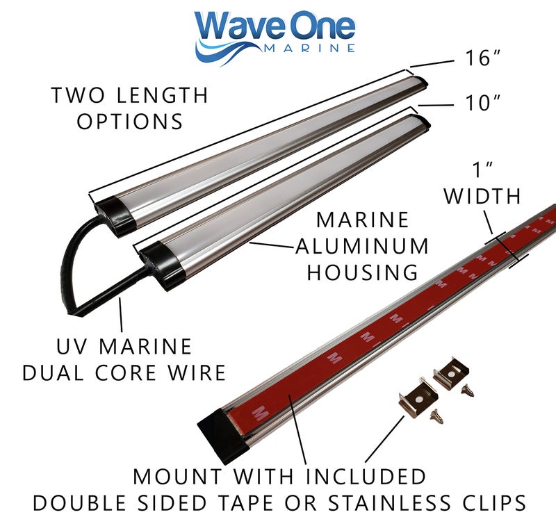 Wave One Marine Spectrum RGBW Rigid Light | Internal Driver LED Waterproof Boat Accent Courtesy Light 12V Volt RV | Multi Color Two Wire Switch Control | Gunnel Deck Pontoon Strip | IP67 (10") - Image 4