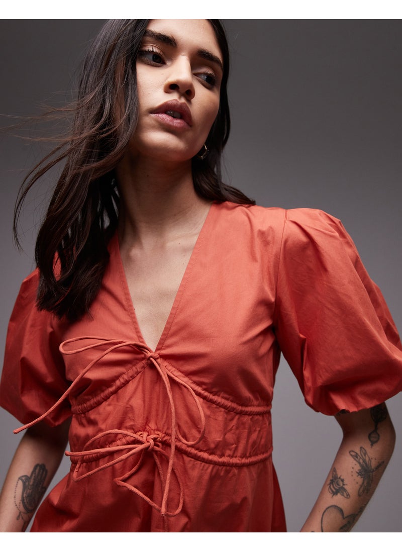 TOPSHOP Puff Sleeve Mini Dress  - Image 3
