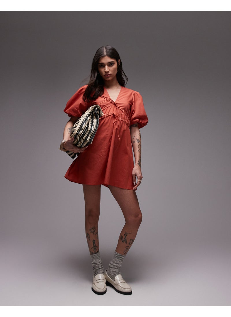 TOPSHOP Puff Sleeve Mini Dress  - Image 4