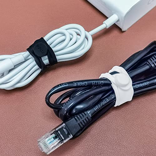 PZOZ (10 pcs) Reusable Cable Ties, Elastic Silicone Cord Organizer Straps Keeper Management Holder for iPhone Charging Cable Charger Wire Labels Desk Car and Travel Accessories (Black) - Image 5