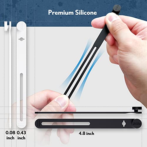 PZOZ (10 pcs) Reusable Cable Ties, Elastic Silicone Cord Organizer Straps Keeper Management Holder for iPhone Charging Cable Charger Wire Labels Desk Car and Travel Accessories (Black) - Image 2