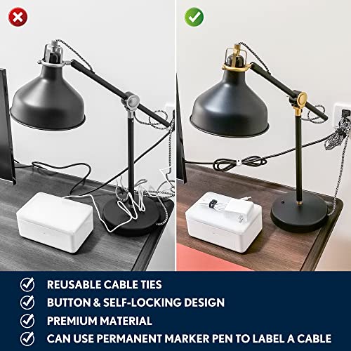 PZOZ (10 pcs) Reusable Cable Ties, Elastic Silicone Cord Organizer Straps Keeper Management Holder for iPhone Charging Cable Charger Wire Labels Desk Car and Travel Accessories (Black) - Image 4