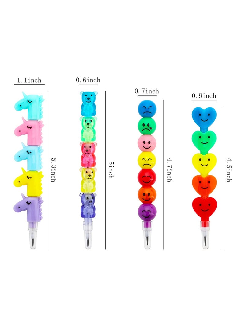 SYOSI Stackable Plastic Pencils 20 Pcs Cute Heart Pencils Kids Bear Shaped Pencil Unicorn Point Fun Pencils Non Sharpening Pencils School Stationery Supplies for Kids - Image 2