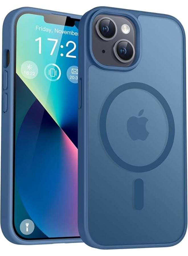 Magnetic iPhone 15 Plus Phone Case, [Compatible with Magsafe] Slim Fit Matte Design Shockproof Bumper Protective Drop Protection Girls Women Boys Men Cover for iPhone 15 Plus (Blue) - Image 1