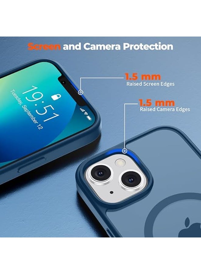 Magnetic iPhone 15 Plus Phone Case, [Compatible with Magsafe] Slim Fit Matte Design Shockproof Bumper Protective Drop Protection Girls Women Boys Men Cover for iPhone 15 Plus (Blue) - Image 2