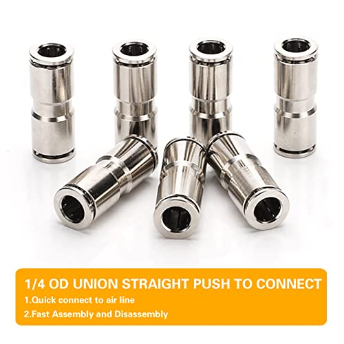 CEKER 1/4 Union Straight Push to connect fittings Stainless Steel Pneumatic Push Connectors,CEKER 1/4" x 1/4" OD Tube Quick Connect Fittings Air Line Fittings for 1/4 inch Tube 2Pack - Image 5