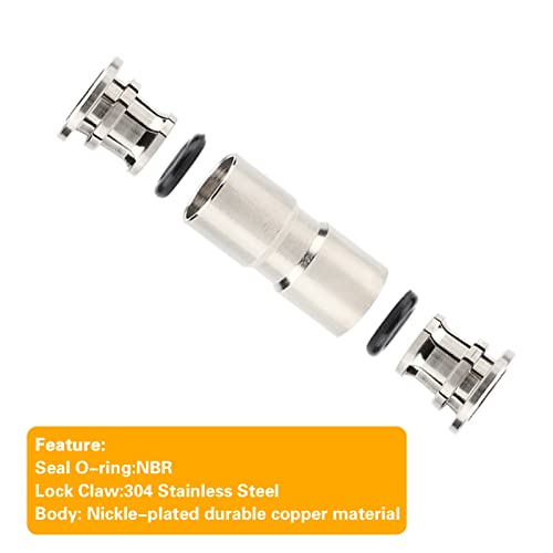 CEKER 1/4 Union Straight Push to connect fittings Stainless Steel Pneumatic Push Connectors,CEKER 1/4" x 1/4" OD Tube Quick Connect Fittings Air Line Fittings for 1/4 inch Tube 2Pack - Image 2