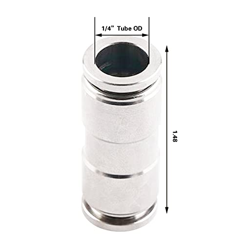CEKER 1/4 Union Straight Push to connect fittings Stainless Steel Pneumatic Push Connectors,CEKER 1/4" x 1/4" OD Tube Quick Connect Fittings Air Line Fittings for 1/4 inch Tube 2Pack - Image 4