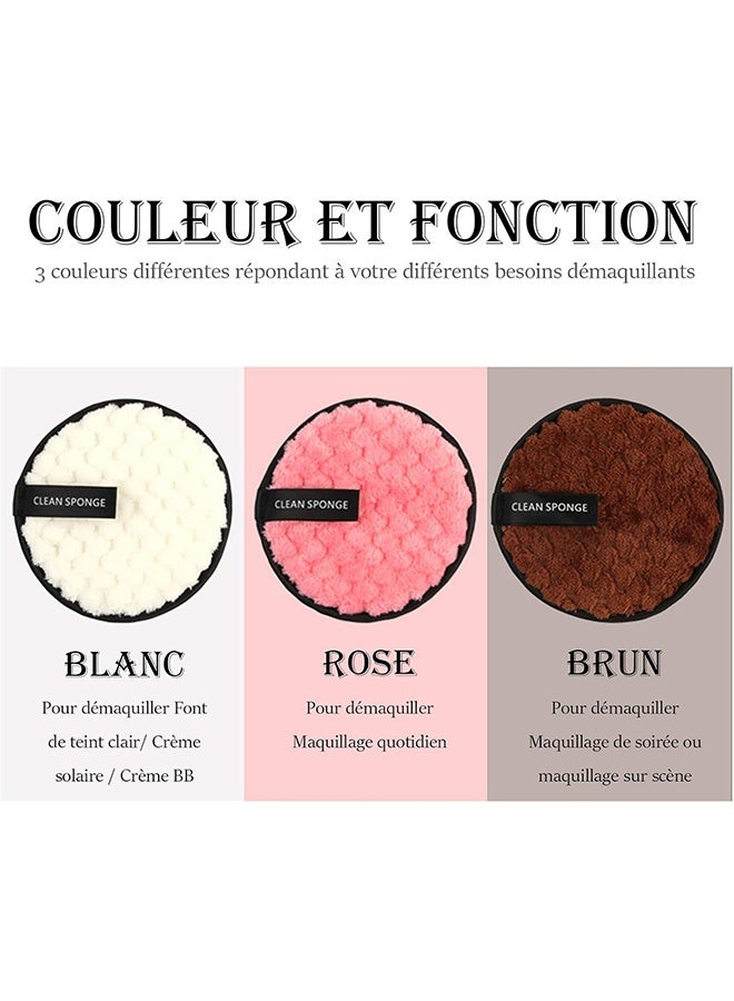 YJ 3 Pcs Reusable Makeup Remover Pads Set, Soft Microfiber Face Cleansing Puffs, Double-Sided Makeup Remover Cloth for Facial Cleansing and Travel Use - Image 4