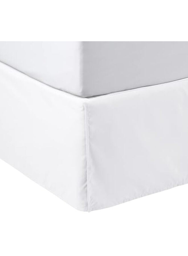 تنورة سرير خفيفة الوزن مطوية، مقاس كوين، أبيض ساطع، سادة 60×80+15 بوصة - Image 1